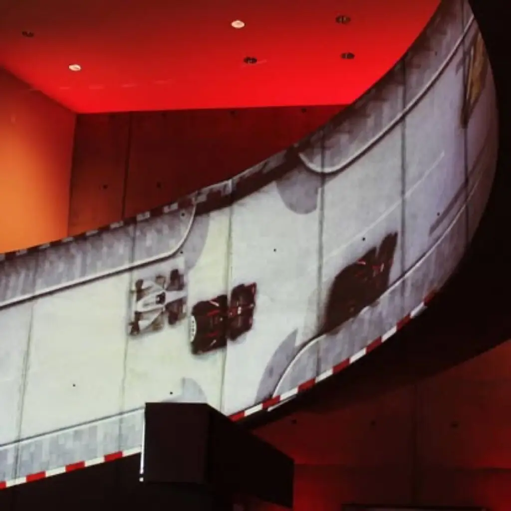 Projection-mapped stairway during the Firestone Grand Prix of St. Petersburg by Pixel Rain Digital
