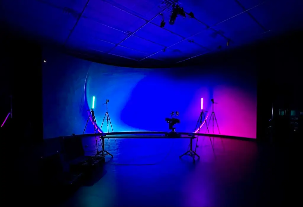 Camera rig in front of the Litewave LED Volume in St. Petersburg by Pixel Rain Digital